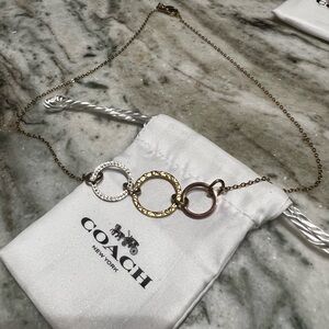 Coach Tri-Tone Circle Pendant Necklace